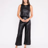 Ripley Rader Vegan Leather Straight Leg Pant Cropped in Black