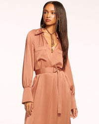 Ramy Brook Cecilia Belted Midi Dress in Saddle