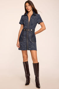Ramy Brook Darla Dress in Navy Tweed