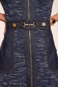 Ramy Brook Darla Dress in Navy Tweed