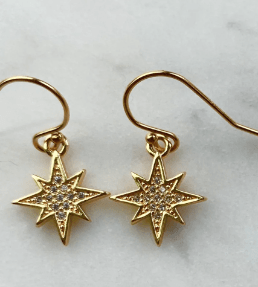 Ruby & Violet CZ Sunburst Earring in Gold - Estilo Boutique