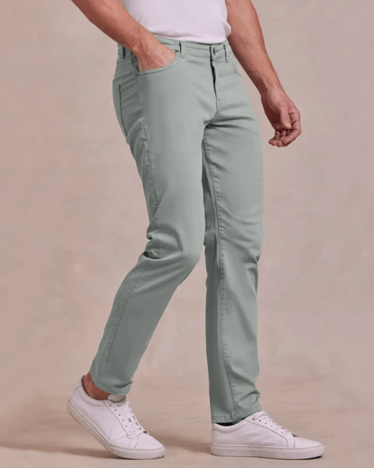 Rye 51 Comfort Cotton Stretch 5 Pocket Pant in Green Sea - Estilo Boutique