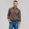 Rye 51 The Claude Heather Tech Button Down Shirt in Barnwood