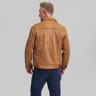 Rye 51 The Rusty Microsuede Trucker Jacket in Saddle