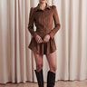 Saylor Enid Faux Suede Romper in Luxe Brown