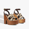 Schutz Rita Cutout Linen Sandal in Root Brown