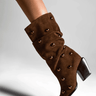 Schutz Tulsa Studs Suede Boot in Pecan Brown