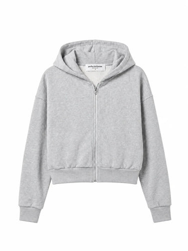 Perfect White Tee Sean Cropped Hoodie in Heather Grey