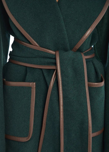Seroya Dulcetta Wool Coat in Evergreen Slate Brown