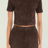 Seroya Tessi Suede Top in Tobacco