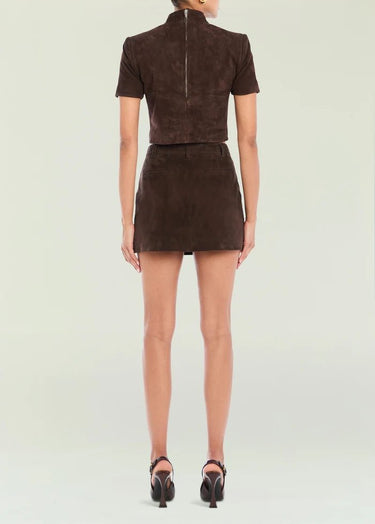 Seroya Tessi Suede Top in Tobacco