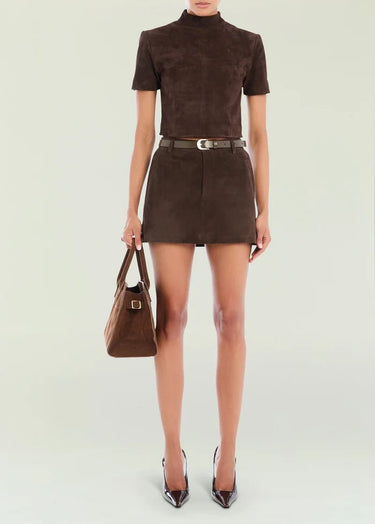 Seroya Tessi Suede Top in Tobacco