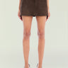 Seroya Torrance Suede Mini Skirt in Tobacco