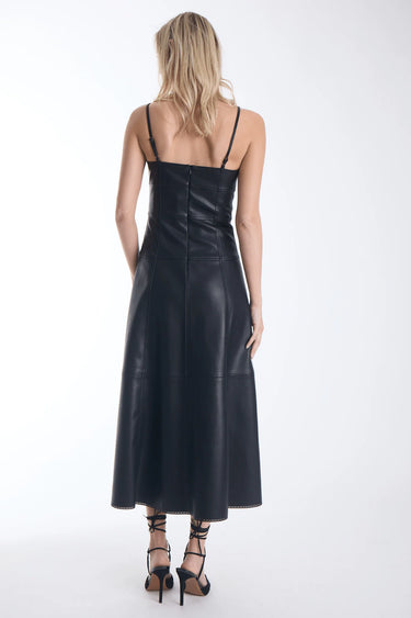 Karina Grimaldi Sofia Vegan Leather Dress in Black