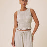 Splendid Bianca Smocked Tank in Light Fawn Whie