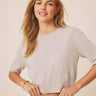 Splendid Erica Short Sleeve Sweater in Light Fawlight Fawn