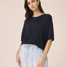 Splendid Erica Short Sleeve Sweater in Navy