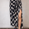 Stateside Autumn Brushed Plaid Saloon Midi Skirt in Navy