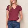 Stateside Cloud Jersey Short Sleeve V - Neck in Ruby