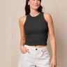 Stateside Fine 2X1 Rib Cropped High Neck in Black
