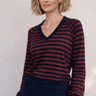 Stateside Navy Stripe Baby French Terry Raglan Sweatshirt in Winetasting
