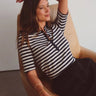 Stateside Preppy Stripe Polo Top in Cream