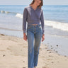 Sundry Acid Wash Johnny Collar Sweater in Vintage Navy