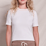 Sundry Contrast Stitch Tee in Oyster - Estilo Boutique