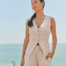 Sundry Linen Vest in Oyster