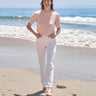 Sundry Short Sleeve Crew Sweater in Faded Pink