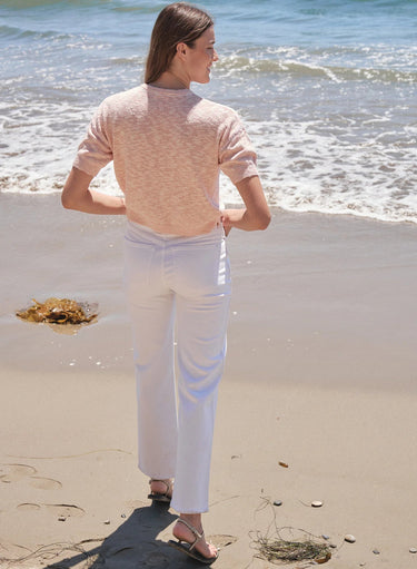 Sundry Short Sleeve Crew Sweater in Faded Pink