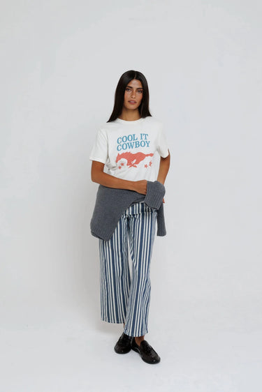 Sunny Somewhere Cool It Cowboy Tee in Off White