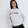Sunny Somewhere Je T'aime Raglan Crew in Heather Ash