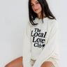 Sunny Somewhere Local Love Club Raglan Crew in Off White