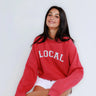 Sunny Somewhere Local Raglan Crew in Red
