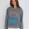 Sunny Somewhere Malibu Sunrise Raglan Crew in Heather Grey