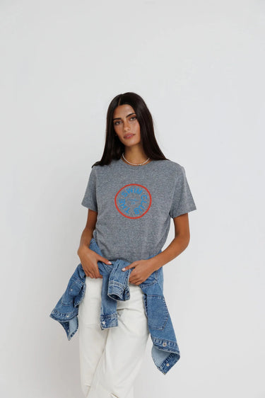 Sunny Somewhere Swim Club Everyday Tee in Heather Grey