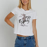 Sunny Somewhere Yeehaw Cowgirl Femme Crew in White