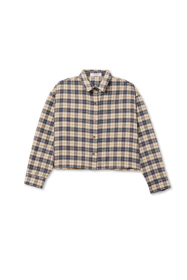 Perfect White Tee Tate Long Sleeve Button Up in Sugar Plaid