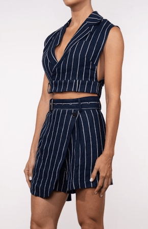 The Femm Brielle Crop Top in Blue Stripe - Estilo Boutique