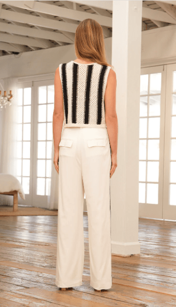 The Femm Kaia Pant in White/Black Stripe - Estilo Boutique