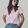 The Shirt The Boxy Short Sleeve Cropped Shirt in Light Pink