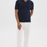 Theory Cable Knit Polo in Cotton in Baltic - Estilo Boutique