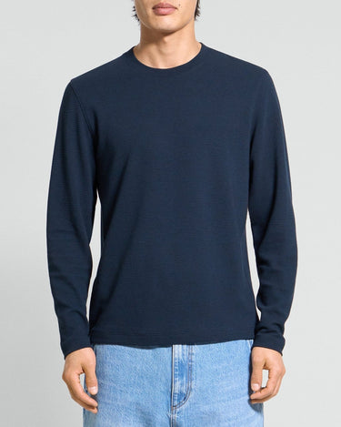 Theory Delroy Long - Sleeve Tee in Studio Knit Jacquard in Baltic