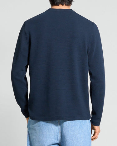 Theory Delroy Long - Sleeve Tee in Studio Knit Jacquard in Baltic