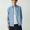 Theory Irving Shirt in Relaxed Linen in Rainstorm - Estilo Boutique