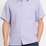 Theory Irving Structure Short Sleeve Linen Shirt in Gray Lilac
