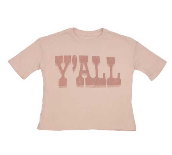 Tiny Whales Y'All Tee in Faded Pink - Estilo Boutique