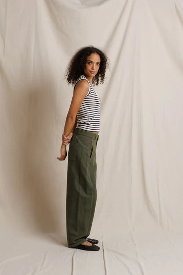 Perfect White Tee Tracy U Stripe Tank in Natural Black