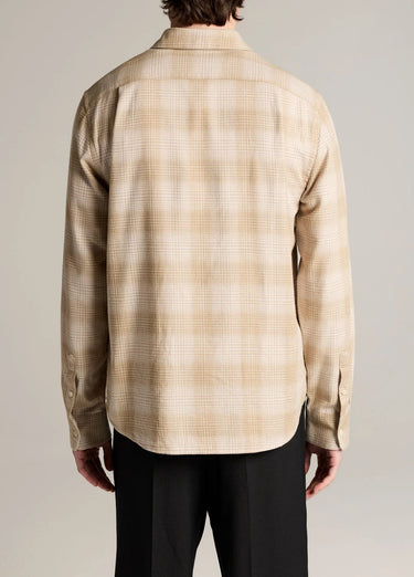 Vince Ballow Plaid Cotton Button-Front Shirt in Heather Oatmeal Combo